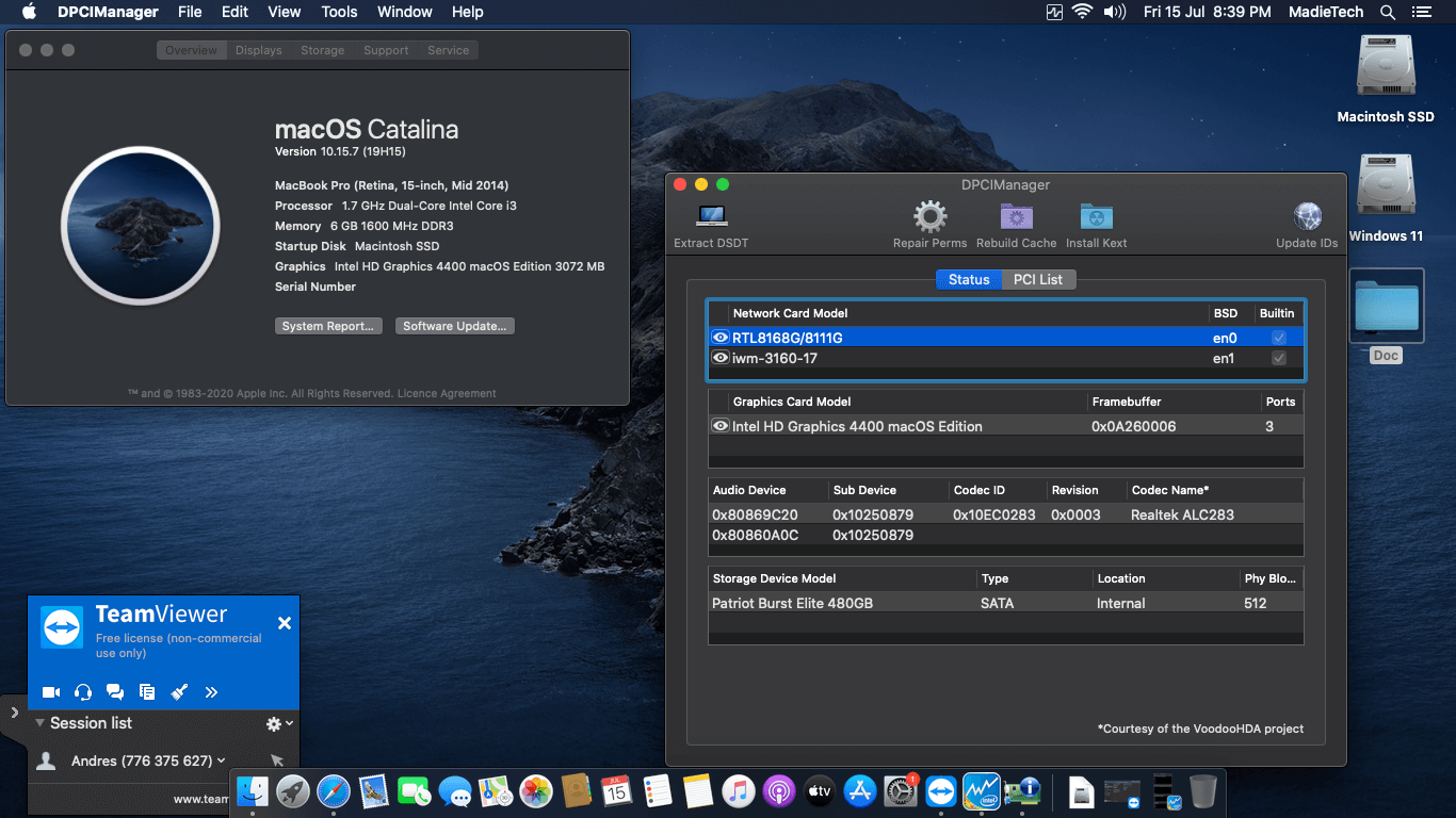 Success Hackintosh macOS Catalina 10.15.7 Build 19H15 in Acer Aspire E5-471-36EY